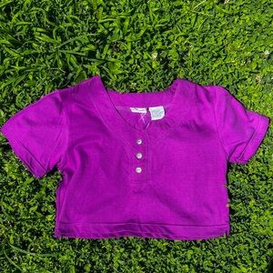 NWT | VINTAGE | Purple Women’s V-Neck Button Up Tee